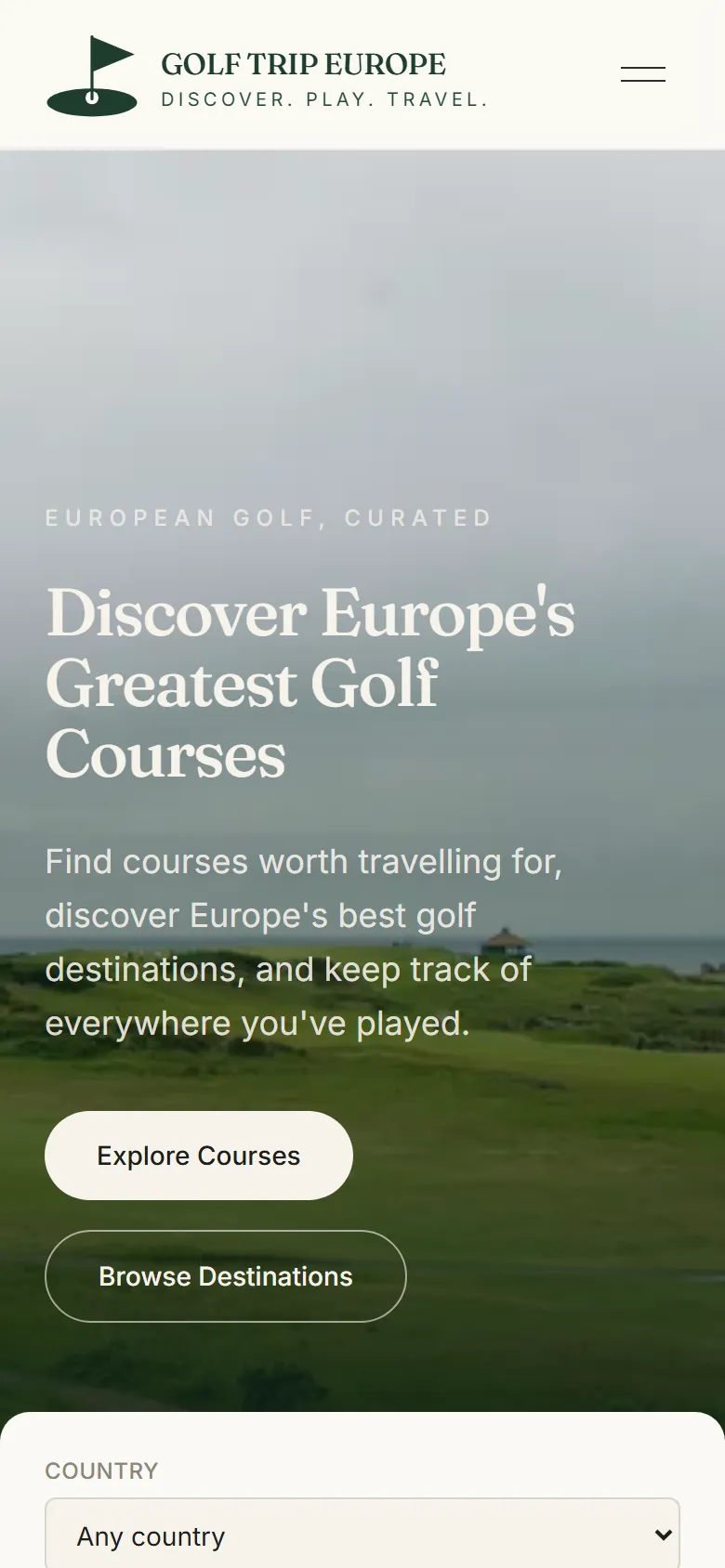 Golf Trip Europe — mobile view